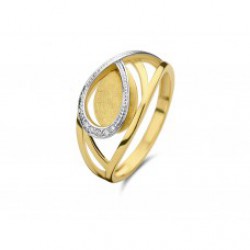18kt bicolore gouden ring met briljant 0.02ct - 15373