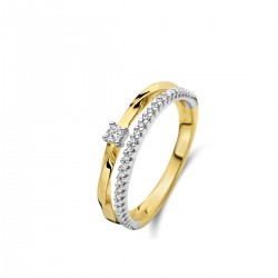 18kt bicolore gouden ring met diamant 0.17ct - 16240
