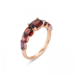 Ponte Vecchio - 18kt rose gouden ring met diamant, amethist, tourmalijn en granaat - 15849