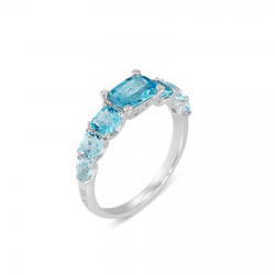Ponte Vecchio - 18kt witgouden ring met diamant, amethist, peridoot en sky topaas - 15850