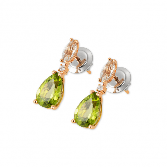 Ponte Vecchio - 18kt rose gouden oorringen met diamant, amethist en peridoot - 15856