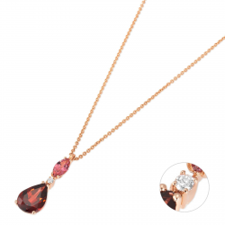 Ponte Vecchio - 18kt rose gouden halsketting met diamant, granaat en toermalijn - 15859