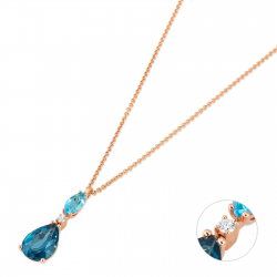 Ponte Vecchio - 18kt rose gouden halsketting met diamant en topaas - 15860