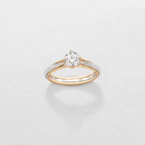 18kt bicolore gouden ring met briljant 0.31ct - 15871