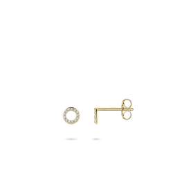 14kt geelgouden oorringen met zirconium - 15903