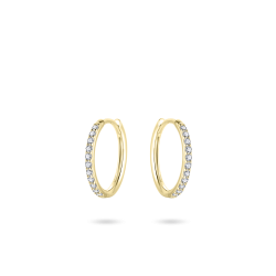 14kt geelgouden oorringen met zirconium - 15907