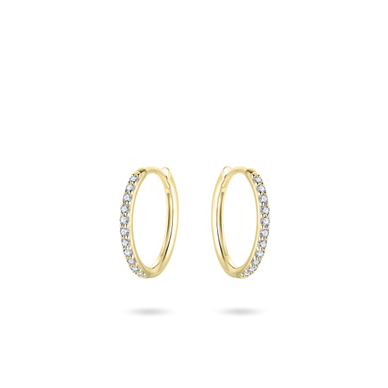 14kt geelgouden oorringen met zirconium - 15907