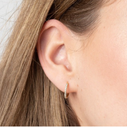 14kt geelgouden oorringen met zirconium - 15907