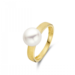 18kt geelgouden ring met zoetwater parel - 37607