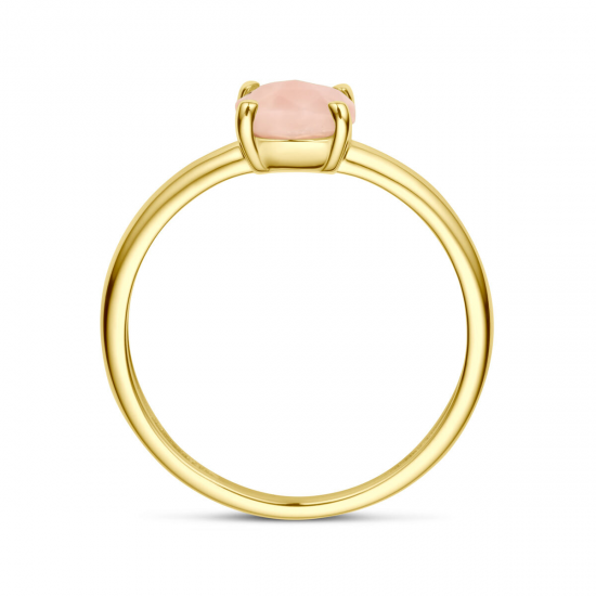 14kt geel gouden ring met roze opaal - 37641