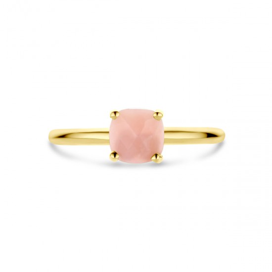 14kt geel gouden ring met roze opaal - 37641