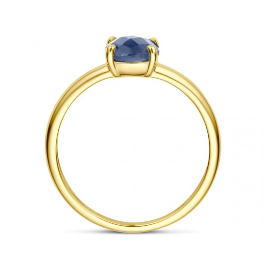14kt geel gouden ring met blauwe saffier - 37642