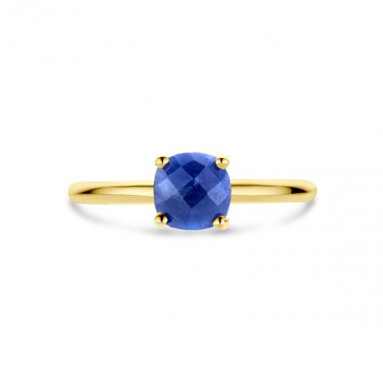 14kt geel gouden ring met blauwe saffier - 37642