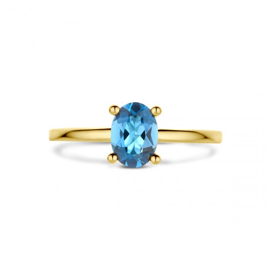 14kt geel gouden ring met Londen Blue topaas - 37643