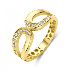 14kt geelgouden ring met zirconium - 37800