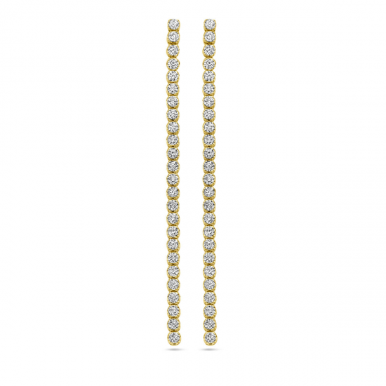 14kt geelgouden oorringen met zirconium - 37986