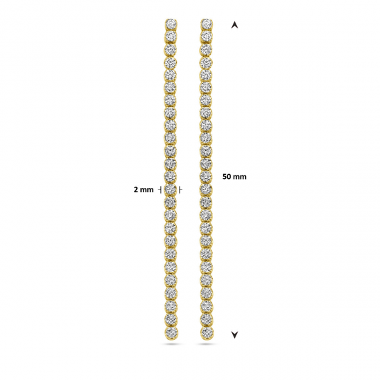 14kt geelgouden oorringen met zirconium - 37986