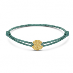 Minitials 18kt kleine gouden disc op satijne armband - 38057