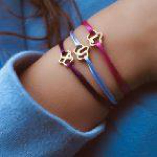 MINITIALS Starfish satijne armband met 18kt gouden symbool / initiaal - 38059