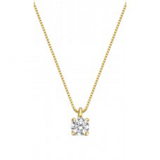 18kt geelgouden halsketting met zirconium hanger - 38379