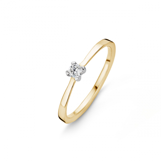 18kt bicolore gouden solitaire ring met briljant 0.03ct - 38460