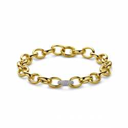 14kt geel gouden schakel armband met diamant 0.18ct - 38744