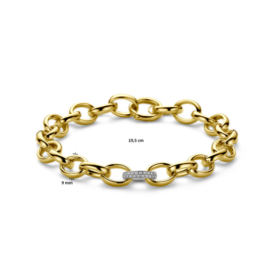 14kt geel gouden schakel armband met diamant 0.18ct - 38744