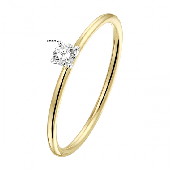 14kt geel gouden solitaire ring met diamant 0.10ct - 38944