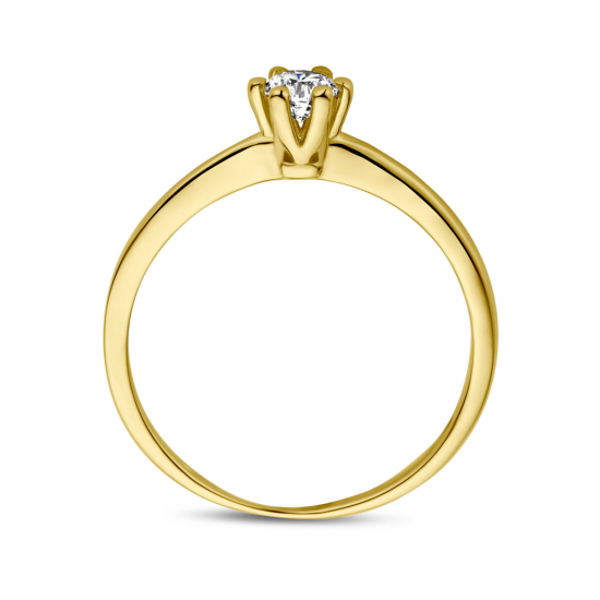 14kt geel gouden solitaire ring met diamant 0.10ct - 38945