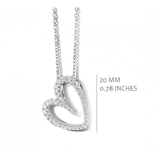 Silver Rose - zilveren halsketting met zirconium hartje - 38956