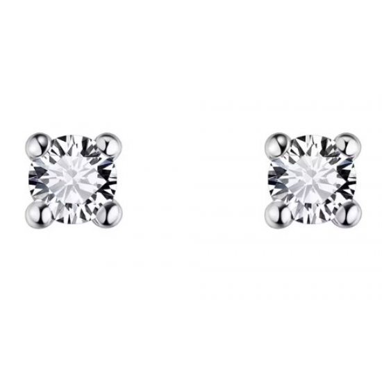 14kt witgouden solitaire oorringen met zirconium - 39122