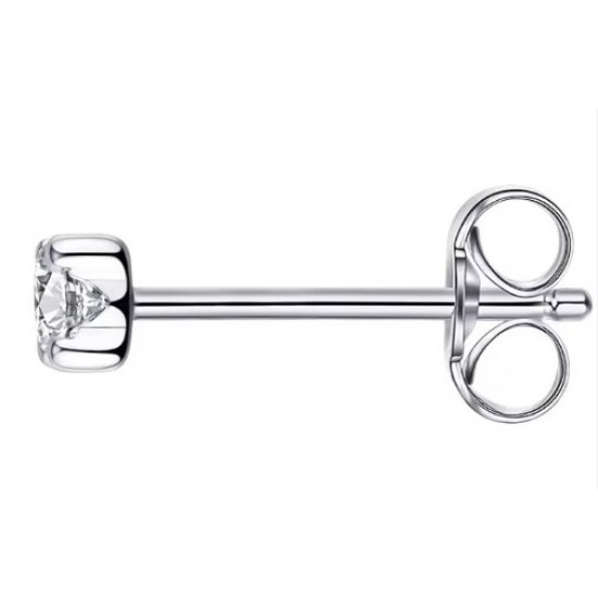 14kt witgouden solitaire oorringen met zirconium - 39122