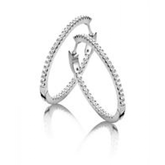 Silver Rose - zilveren oorringen met zirconium - 39179