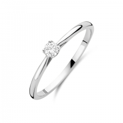 14kt witgouden solitaire ring met lab grown diamant 0.10ct - 39199
