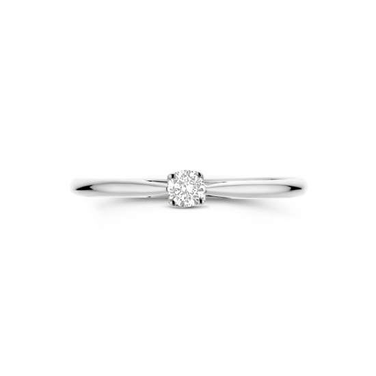 14kt witgouden solitaire ring met lab grown diamant 0.10ct - 39199