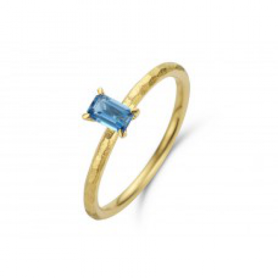 18kt geelgouden ring met London blue topaas - 39217