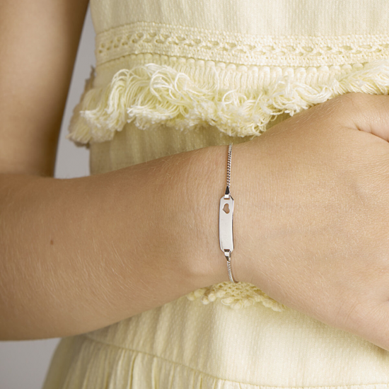 14kt witgouden armband met graveerplaat - 39230