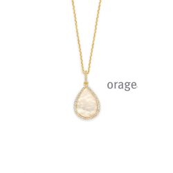 Orage geel vergulde halsketting met parelmoer - 39248