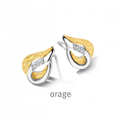 Orage zilveren bicolore oorringen met zirconium - 39249