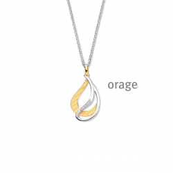 Orage zilveren halsketting met bicolore hanger - 39250