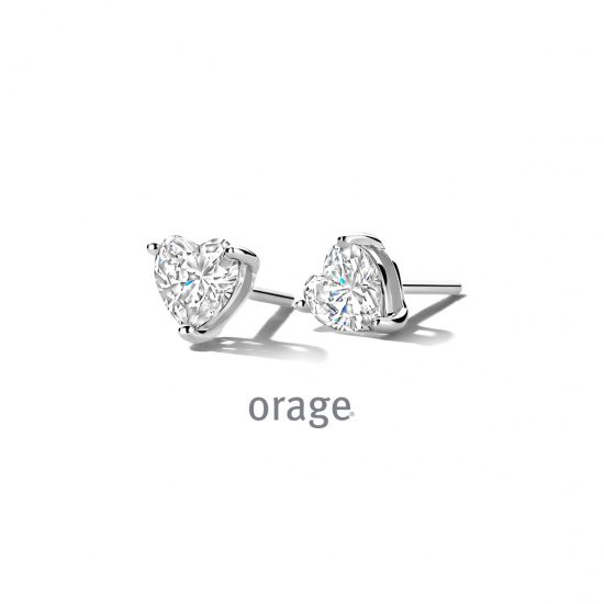 Orage zilveren oorringen met zirconium - 39253
