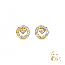 Lisa Mona - 14kt geelgouden oorringen met zirconium - 39292