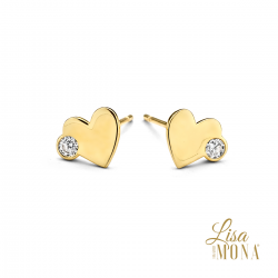 Lisa Mona - 14kt geelgouden oorringen met zirconium - hartjes - 39294