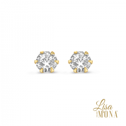 Lisa Mona - 14kt geelgouden oorringen met zirconium - 39302