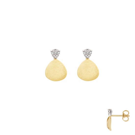 18kt bicolore gouden oorringen met diamant 0.06ct - 39354