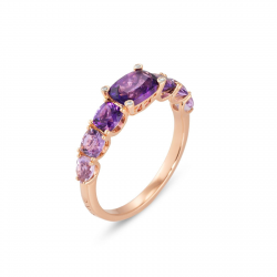 Ponte Vecchio - 18kt rose gouden ring met diamant & amethist - 39488