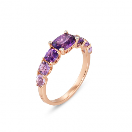 Ponte Vecchio - 18kt rose gouden ring met diamant & amethist - 39488