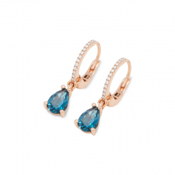 Ponte Vecchio - 18kt rose gouden oorringen met diamant & topaas - 39493