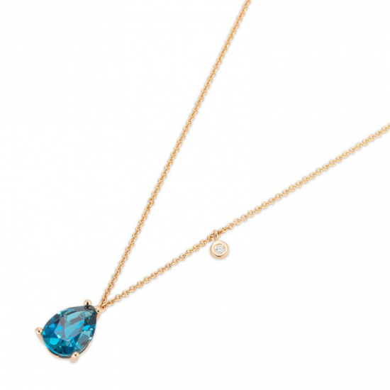 Ponte Vecchio - 18kt rose gouden oorringen met diamant & topaas - 39494