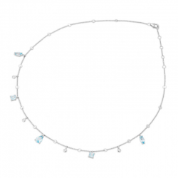 Ponte Vecchio - 18kt witgouden halsketting met diamant & topaas - 39495